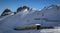 Alpine Train, Mountains and Blue Sky