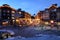 Alpine Village at Dusk, The Village @ Mammoth Mountain, California USA