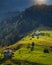 Alpine village in the mountains. Autumn in the carpathians