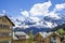 Alpine village. Village Murren in the Swiss Alps. Swiss village