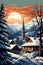 alpine village in winter snow