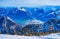 Alpine winter landscape with chairlift of Feuerkogel Mount, Ebensee, Salzkammergut, Austria