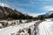 Alpine winter panorama in the area of Saint Moritz in Switzerland