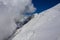 Alpinist attempting the Montblanc summit in the Alps