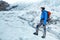 Alpinist climber on glacier