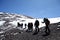 Alpinists at the climbing in Caucasus mountains