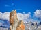 Alpinists climbing on rocks at Aiguille du Midi, Chamonix, France