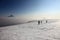 Alpinists on the top of Ploskiy Tolbachik volcano.