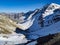 Alplisee above Arosa. Hiking in autumn between Arosa Parpaner Weisshorn and Lenzerheide. Beautiful mountain landscape.