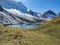 Alplisee above Arosa. Hiking in autumn between Arosa Parpaner Weisshorn and Lenzerheide. Beautiful mountain landscape.