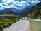 Alps Adria - Scenic view of bridge over braided river Tagliamento in Venzone, Val Canale valley, Udine, Italy