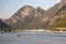 Alps Adria - Scenic view of river Tagliamento running through mountainous landscape with rocky cliffs in Friuli-Venezia Giulia