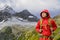 Alps Hiking - hiker woman in Switzerland mountains