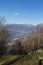 Alps and Lugano city from lookout point on Mount Bre