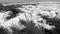 Alps mountainrange from above, black and white