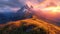 Alps panaromic sunset landscape. AI generated art