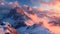 Alps panaromic sunset landscape. AI generated art