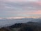 Alps Panorama and hills in the foreground, at sunset in winter, on Uetliberg Zurich Switzerland