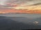 Alps Panorama in winter at sunset with hills and settlements  in the foreground. The view from Uetliber, Zurich Switzerland