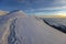 Alps snow ridge of Montblanc at sunset