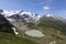 Alps in Switzerland with Glacier lake near Susten