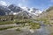 Alps in Switzerland with Glacier lake near Susten