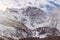 Alps in winter at sunset. Monte Rosa from Macugnaga, north Italy, with the impressive east wall covered with ice