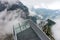 Alpspix Observation Platform in heavy fog. The Bavarian Alps