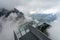 Alpspix Observation Platform in heavy fog. The Bavarian Alps
