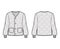 ALS 92 field jacket liner technical fashion illustration with oversized, long sleeves, oval patch pockets, quilted shell