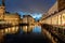 Alster Arcades in the city center of Hamburg at night