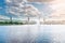 Alster Lake Binnenalster panorama in Hamburg, Germany under beautiful sky