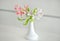 Alstroemeria in vase. Spring Flowers Background