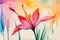 Alstromeria flower watercolor art and illustration created with ai