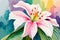 Alstromeria flower watercolor art and illustration created with ai