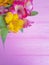 Alstromeria freshness flower decoration on a pink wooden background