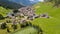 Alta Badia, Italy. Drone aerial view on the village of San Cassiano