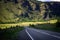 Altai landscape in summer with road and mountains, Russia