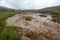 Altai mountain rapid muddy river