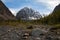 Altai mountain rocks glacier snow
