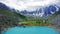 Altai river and mountains, waves and clear sky