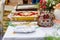 Altar in the Christian temple. The decorated cross, icon, Bible and crown and wedding rings lie on altar. Christian traditions in