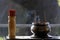 Altar and joss stick in the chinese temple