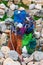 Altar for prayer with offerings and colored rock