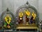 Altar with silver and gold deities inside Sri Maha Mariamman Temple