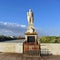 Altar with statue of archangel St. Raphael San Rafael on the Roman Bridge. Cordoba, Andalusia, Spain