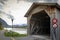 Alte RheinbrÃ¼cke, an old wooden bridge over the river Rhine on border between Liechtenstein and Switzerland