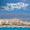 Altea village in alicante with marina boats foreground