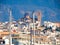 Altea village in alicante with marina boats foreground