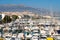 Altea village in alicante with marina boats foreground